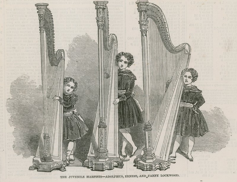 De unge harpister - Adolphus, Ernest og Fanny Lockwood af English School