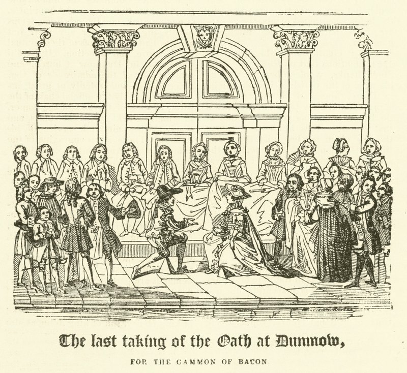 Den sidste aflæggelse af eden ved Dunmow, for Gammon of Bacon (gravering) af English School