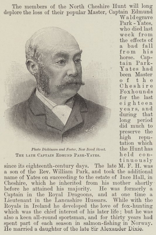 Den afdøde kaptajn Edmund Park-Yates (gravering) af English School