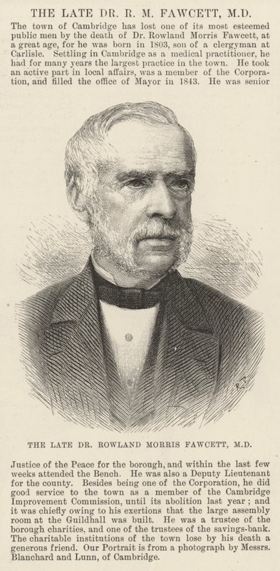 Den afdøde Dr. Rowland Morris Fawcett, MD (gravering) af English School