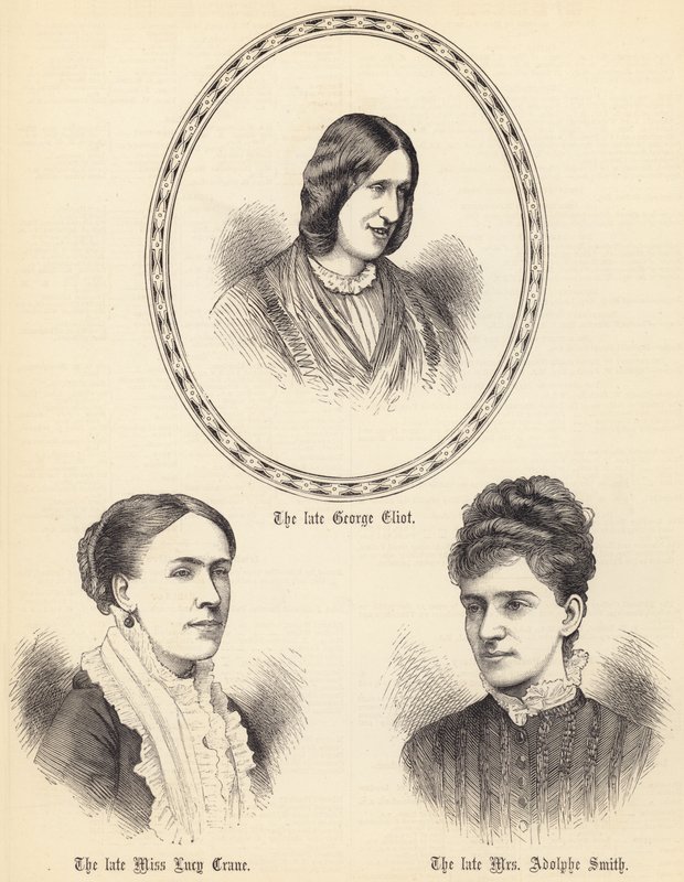 Afdøde George Eliot, afdøde Miss Lucy Crane, afdøde fru Adolphe Smith (gravering) af English School