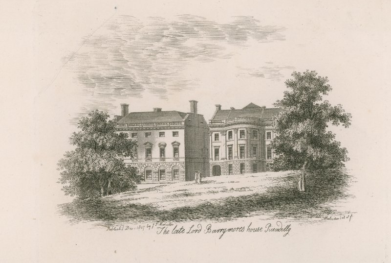 Det afdøde Lord Barrymores hus, Piccadilly, London af English School