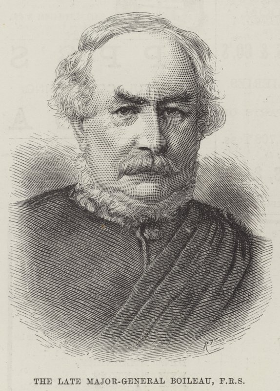 Den afdøde generalmajor Boileau, FRS (gravering) af English School