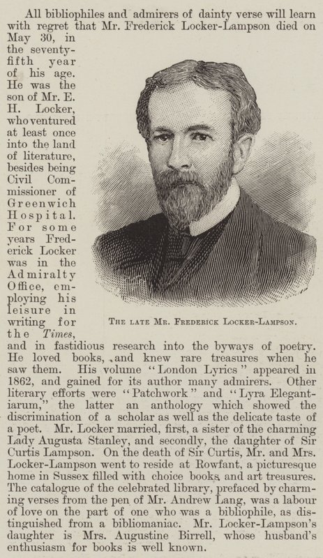 Den afdøde hr. Frederick Locker-Lampson (gravering) af English School