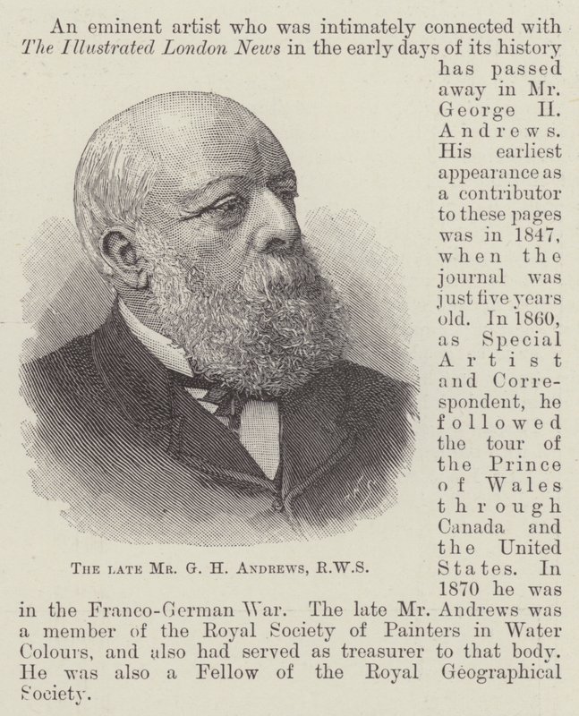 Den afdøde hr. G H Andrews, RWS (gravering) af English School