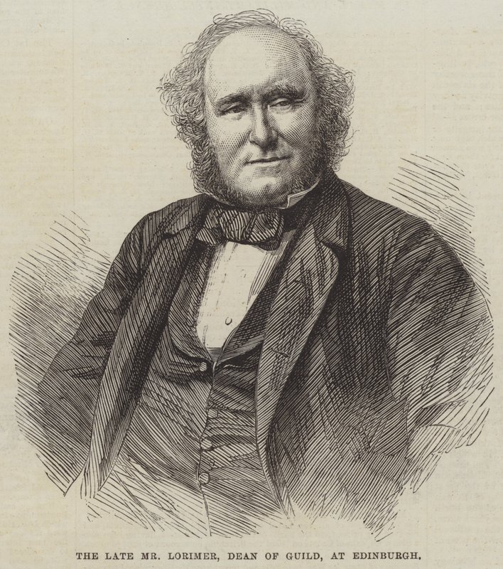 Afdøde hr. Lorimer, Dean of Guild, i Edinburgh (gravering) af English School