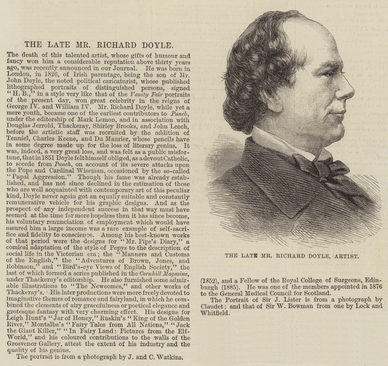 Den afdøde hr. Richard Doyle, kunstner (gravering) af English School