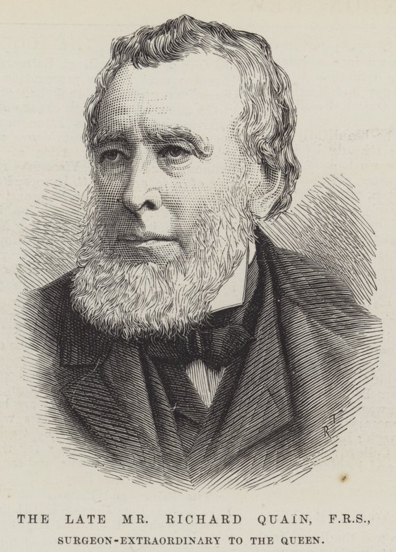 Afdøde hr. Richard Quain, FRS, kirurg-ekstraordinær for dronningen (gravering) af English School