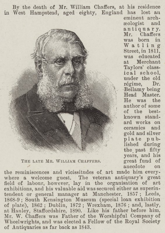 Den afdøde hr. William Chaffers (gravering) af English School