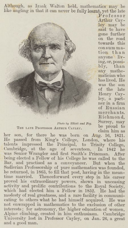 Den afdøde professor Arthur Cayley (gravering) af English School