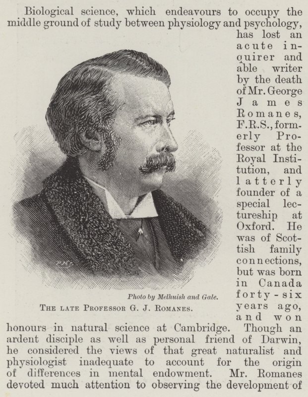 Den afdøde professor G J Romanes (gravering) af English School