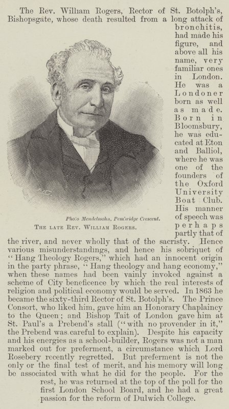 Den afdøde pastor William Rogers (gravering) af English School