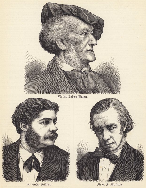 Den afdøde Richard Wagner, Sir Arthur Sullivan, Sir GA Macfarren (gravering) af English School