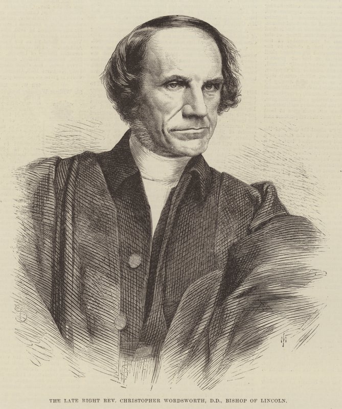 Den afdøde højre pastor Christopher Wordsworth, DD, biskop af Lincoln (gravering) af English School