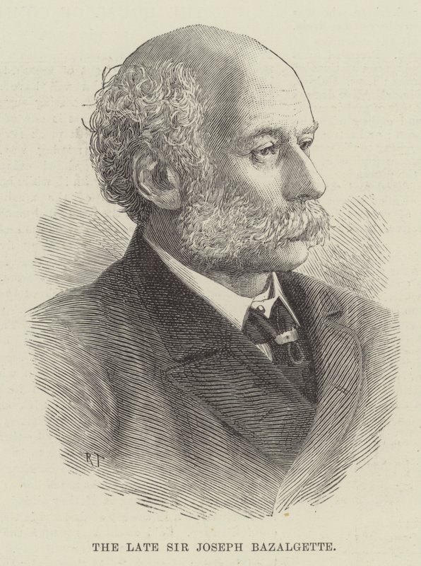 Den afdøde Sir Joseph Bazalgette (gravering) af English School