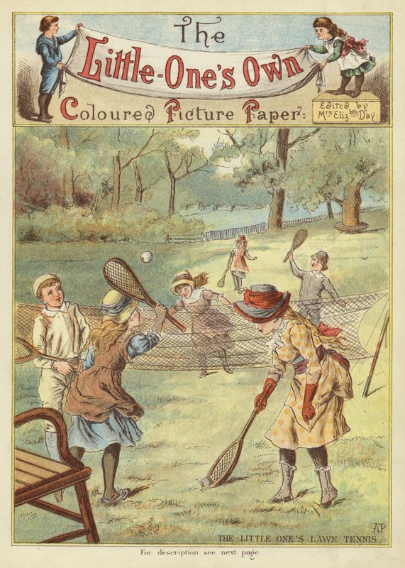 De smås græsplæne tennis (chromolitho) af English School