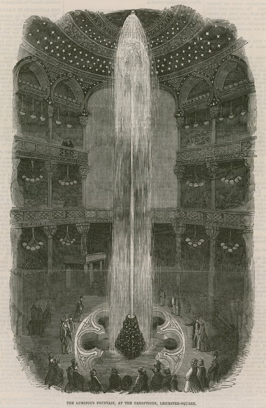 Det lysende springvand ved Panopticon, Leicester Square, London af English School
