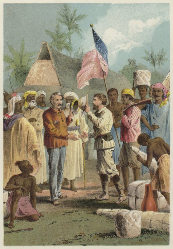 The meeting of Henry Morton Stanley and David Livingstone  af English School