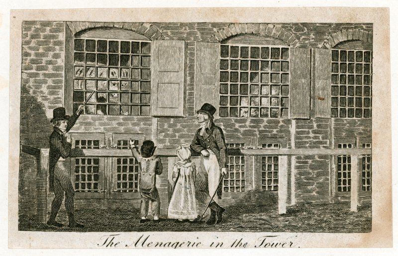 Menageriet i Tower of London omkring 1820 af English School