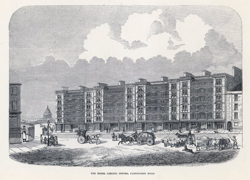 Model indlogeringshusene, Farringdon Road, London af English School