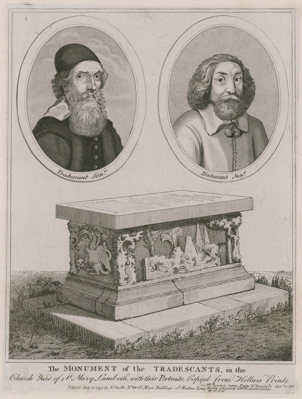 Monumentet af Tradescants i kirkegården til St Mary, Lambeth af English School