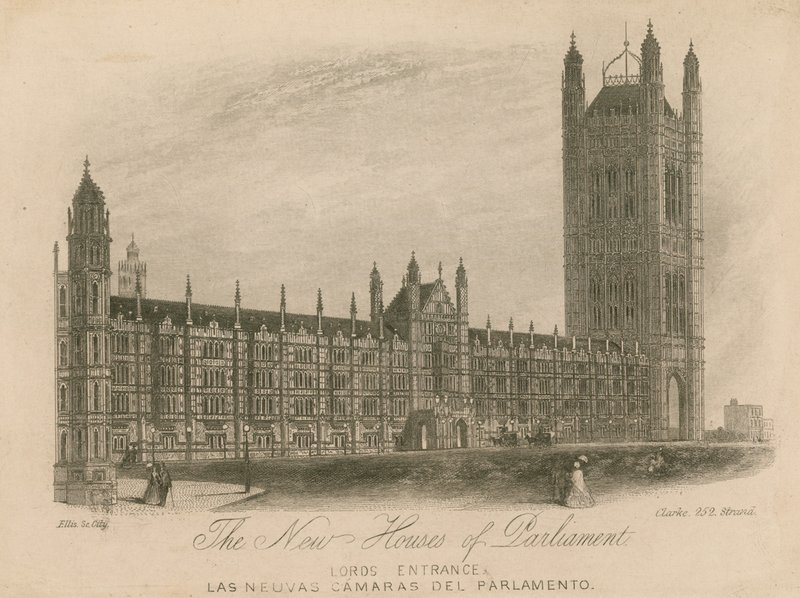 The new Houses of Parliament, Palace of Westminster, London; Lords Indgang af English School