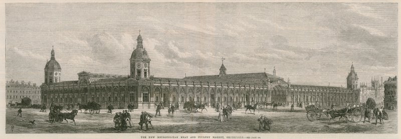 Det nye Metropolitan kød- og fjerkræmarked, Smithfield af English School
