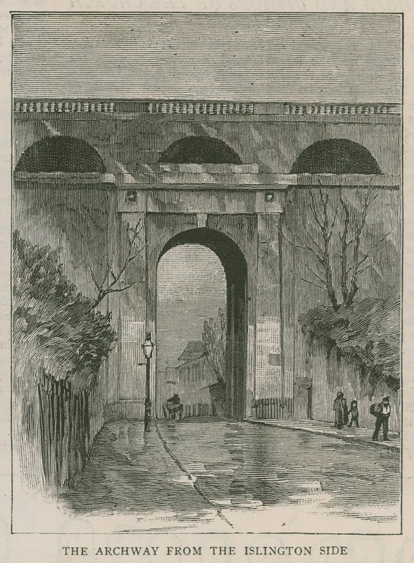 De nye anti-selvmordsrækværk ved Highgate Archway: buegangen fra Islington-siden af English School