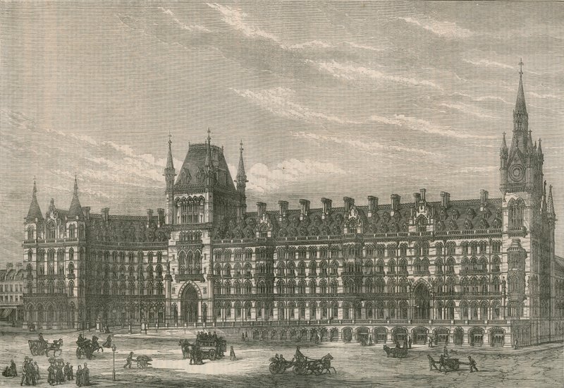 Det nye hotel på Midland Railway Station, Euston Road, London af English School
