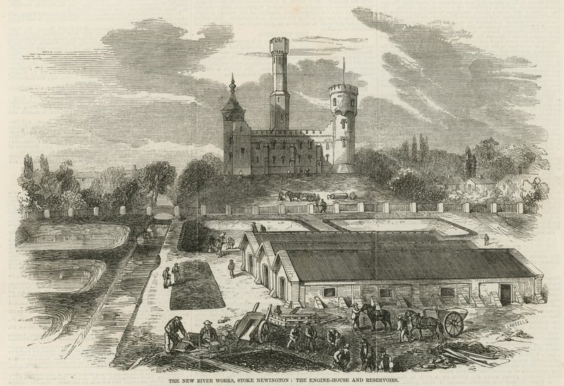 Det nye flodværk, Stoke Newington: Maskinhuset og reservoirerne af English School