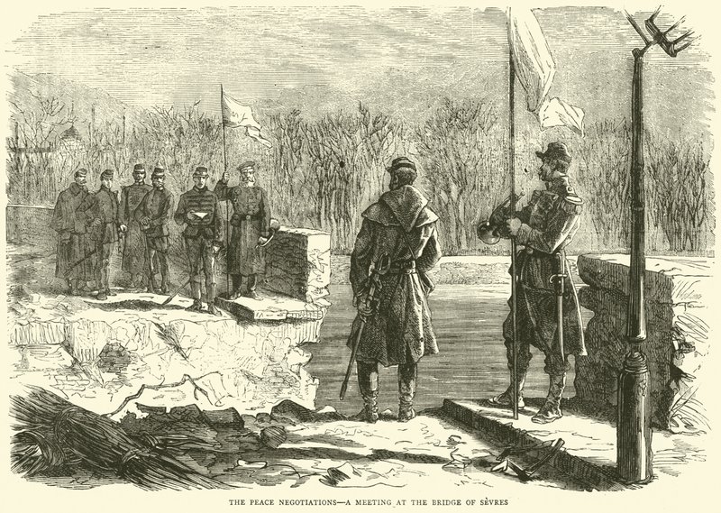 Fredsforhandlingerne, et møde ved broen i Sevres, oktober 1870 af English School