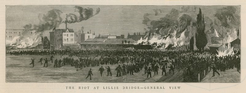Optøjet ved Lillie Bridge, London af English School