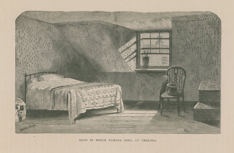 Værelset, hvor kunstneren J M W Turner døde af English School