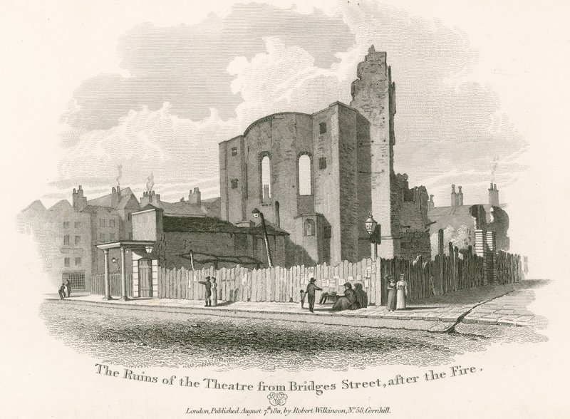 Ruinerne af Det Kongelige Teater, Drury Lane, fra Bridges Street af English School