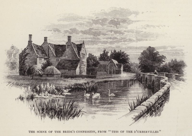 Scenen for brudens tilståelse, fra Tess of the DUrbervilles (litho) af English School
