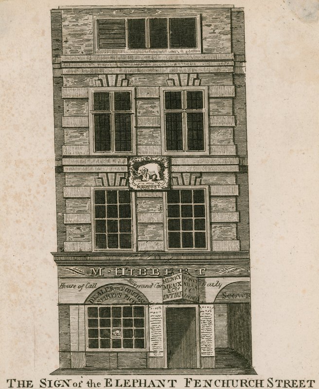 Elefantens tegn, Fenchurch Street, London af English School