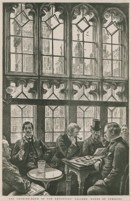 Rygerummet i Reporters Gallery, House of Commons af English School