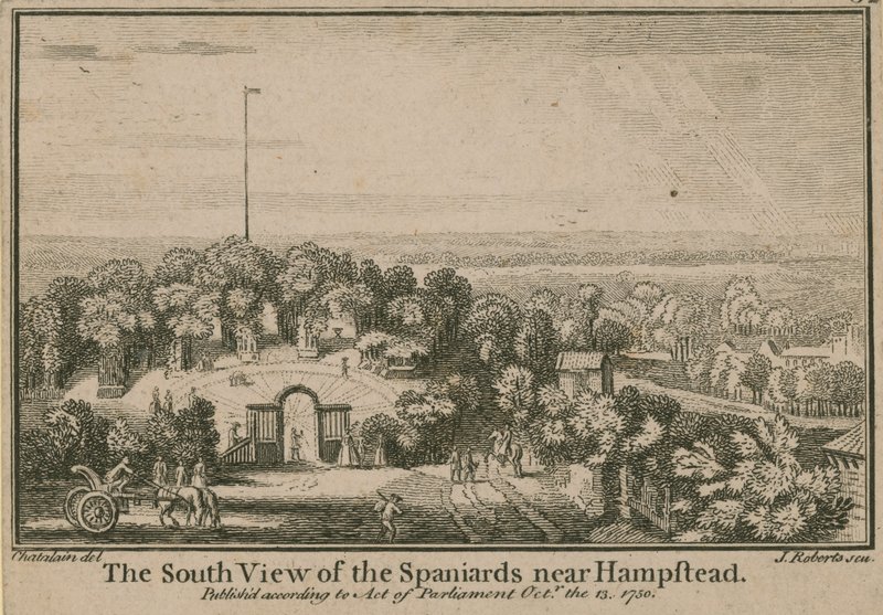 Den sydlige udsigt over spaniernes kro Hampstead af English School