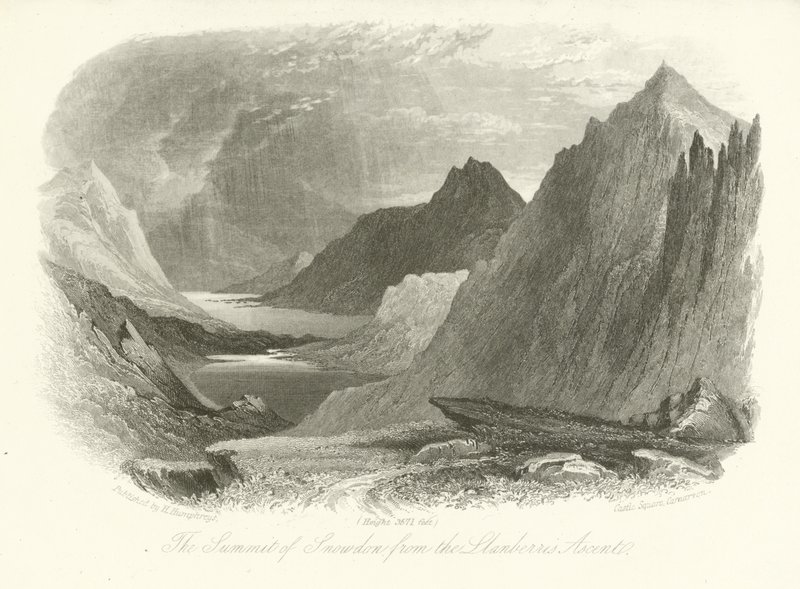 Toppen af Snowdon fra Llanberis-stigningen, Wales af English School