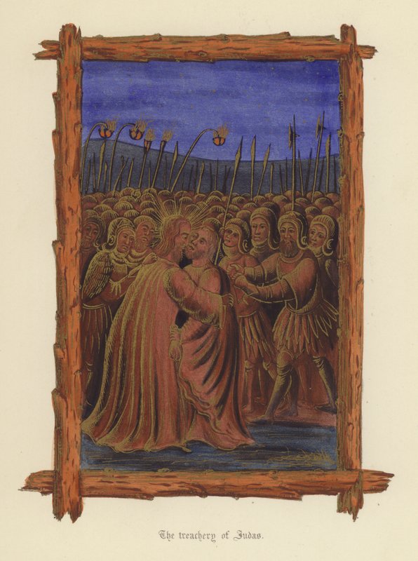 Judas forræderi (farve litho) af English School