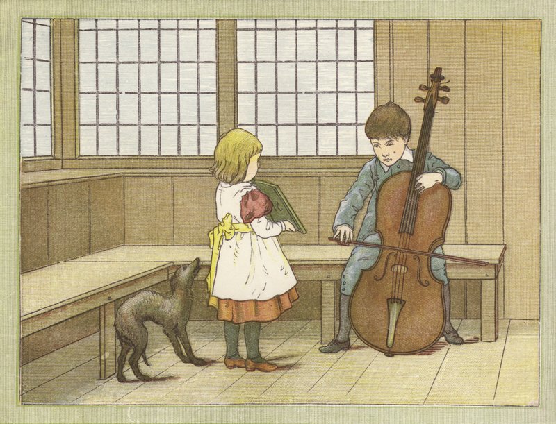 Den unge musiker (farvelitografi) af English School