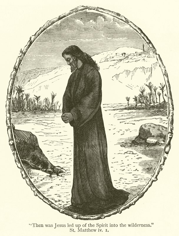 "Da blev Jesus af Ånden ført op i ørkenen", St. Matthæus, iv af English School