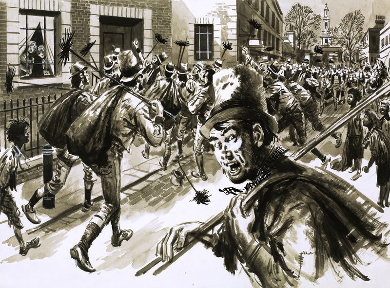 Theodore Hooke tager sin hævn over en kvinde i en stille gade i London af English School
