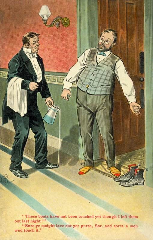 Disse støvler (farve litho) af English School