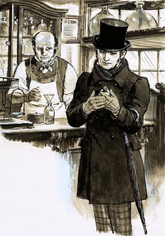 They Will Live Forever: Thomas De Quincey (gouache på papir) af English School