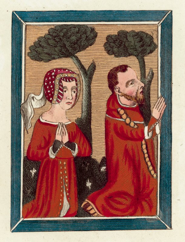 Thomas Beauchamp, Earl Of Warwick og Margaret hans kone (farvet gravering) af English School