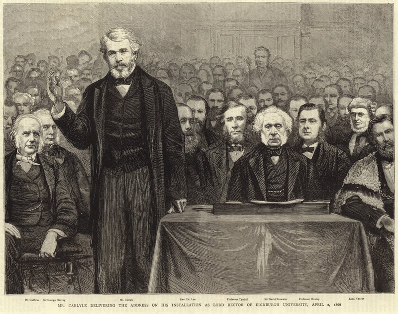 Thomas Carlyle holder talen på sin installation som Lord Rector of Edinburgh University af English School