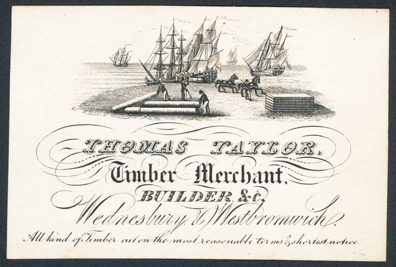 Thomas Taylor, tømmerhandler, bygherre osv., handelskort af English School