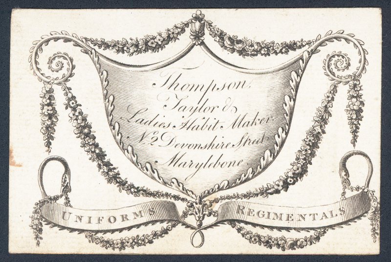 Thompson, skrædder og damevanemager, byttekort af English School