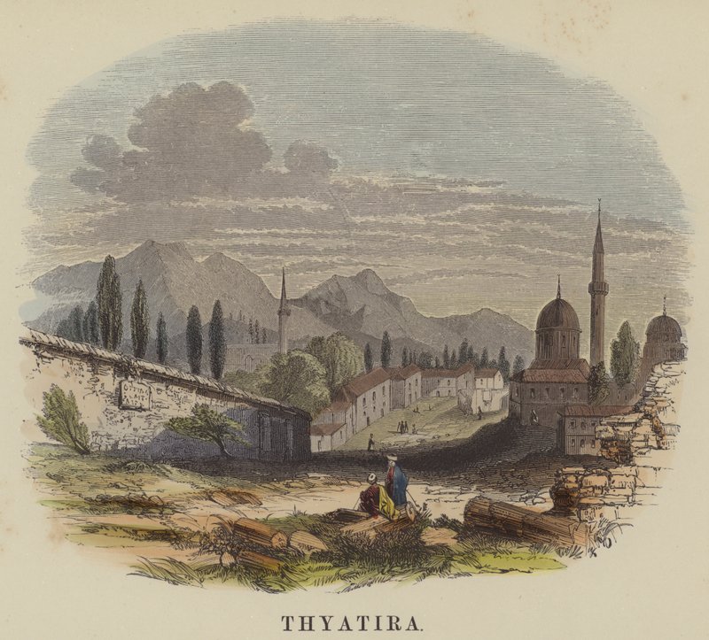 Thyatira (farvet gravering) af English School